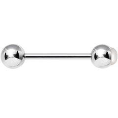 Pure as Snow White Faux Opal Barbell Tongue Ring