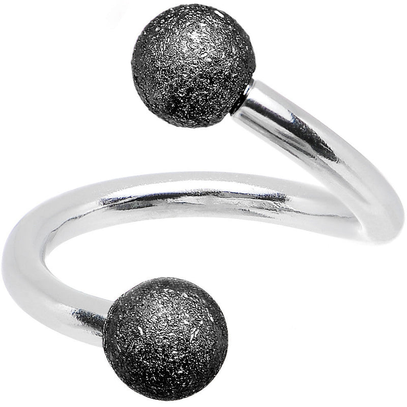 16G 5/16 Black Sandblasted Steel Spiral Barbell 3mm Ball