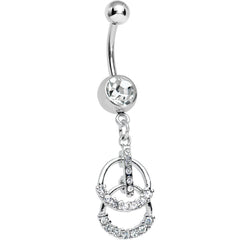 Clear Gem Double Ring of Bling Dangle Belly Ring