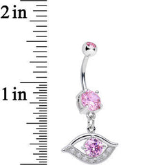 Pink Clear Gem Mysterious and Exquisite Eye Dangle Belly Ring