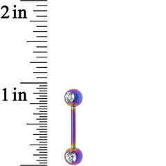 Front Gem Rainbow Anodized Titanium Nipple Barbell Set