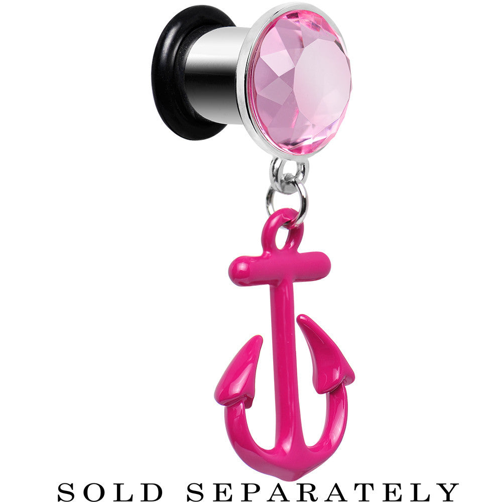 0G Pink Dangling Anchor Steel Plug