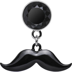 4G Black Dangling Mustache Steel Plug