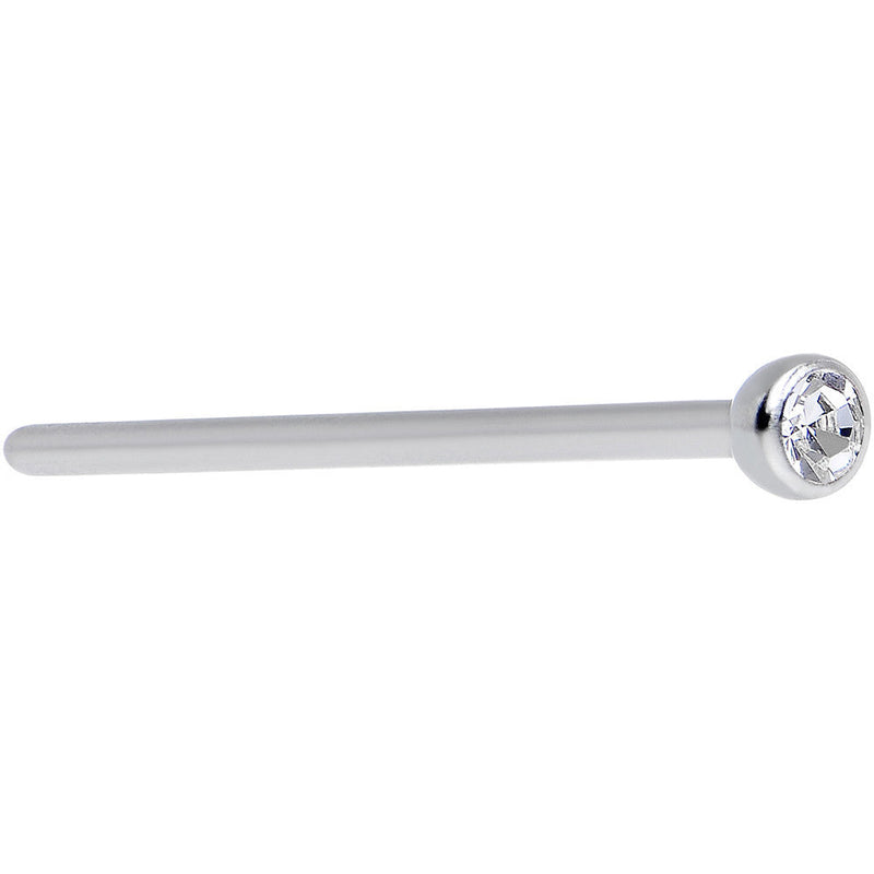 18G 3/4 Clear CZ Steel Straight Fishtail Nose Ring 2.5mm