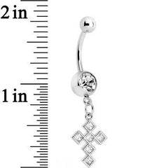 Clear Gem Ultra Mod Diamond Cross Dangle Belly Ring