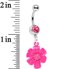 Pink Gem Fresh from the Garden Pink Flower Dangle Belly Ring