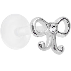 16G 5/16 925 Sterling Silver Clear Bow Push In Tragus Earring
