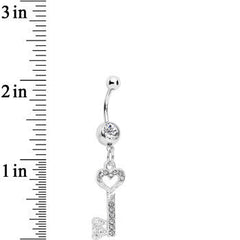 Clear Gem Key to Unlock Love Dangle Belly Ring
