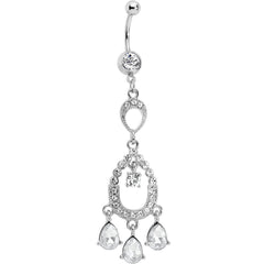 Clear Cubic Zirconia Infinity Hoop Chandelier Belly Ring