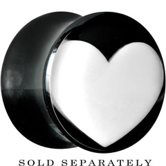 1/2 Black Acrylic White Heart Saddle Plug