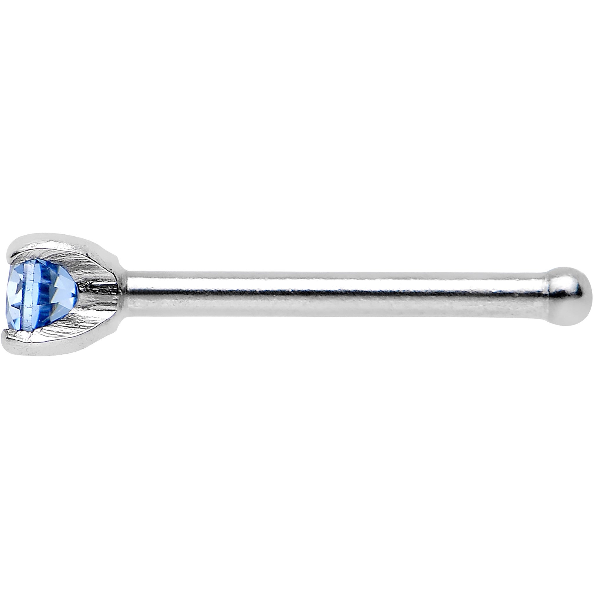 20G 2mm Bright Blue Cubic Zirconia Nose Bone