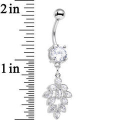 Clear Gem Pretty Petal Leaf Dangle Belly Ring