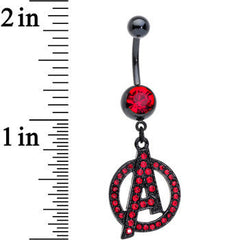 Officially Licensed Red CZ Avengers Logo Charm Dangle Belly Ring