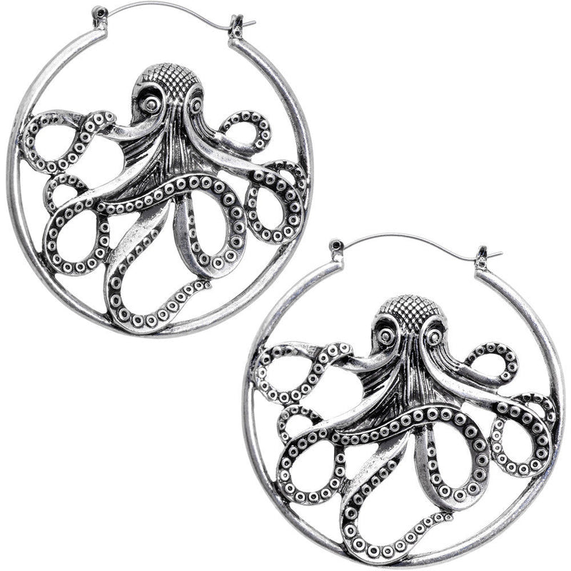 Octopus Tunnel Plug Hoop Hanger Earring Set