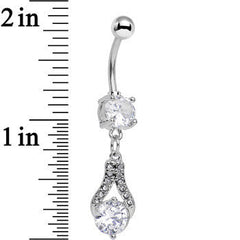 Clear Cubic Zirconia Athena Teardrop Dangle Belly Ring