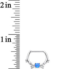 16G Clear Gem Blue Imitation Opal Simple Septum Clicker