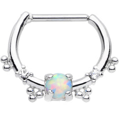 16G Clear Gem Iridescent Imitation Opal Simple Septum Clicker