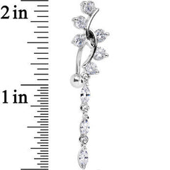 Clear Gem Swirl Teardrop Top Mount Dangle Belly Ring