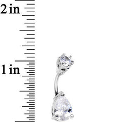 Cleverly Clear Czech Stone Teardrop Belly Ring