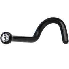 18G 2mm Clear Gem Black Titanium IP Steel Nose Screw