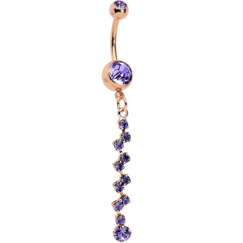 Purple Rose Gold Anodized Criss Cross Dangle Belly Ring