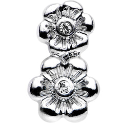 16G 1/4 Clear Gem Steel Double Flower Tragus Cartilage Earring