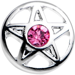 16G 5/16 Pink Gem Pentacle Star Cartilage Earring