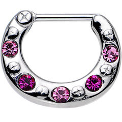 16G 5/16 Pink and Dark Pink Gem Septum Clicker