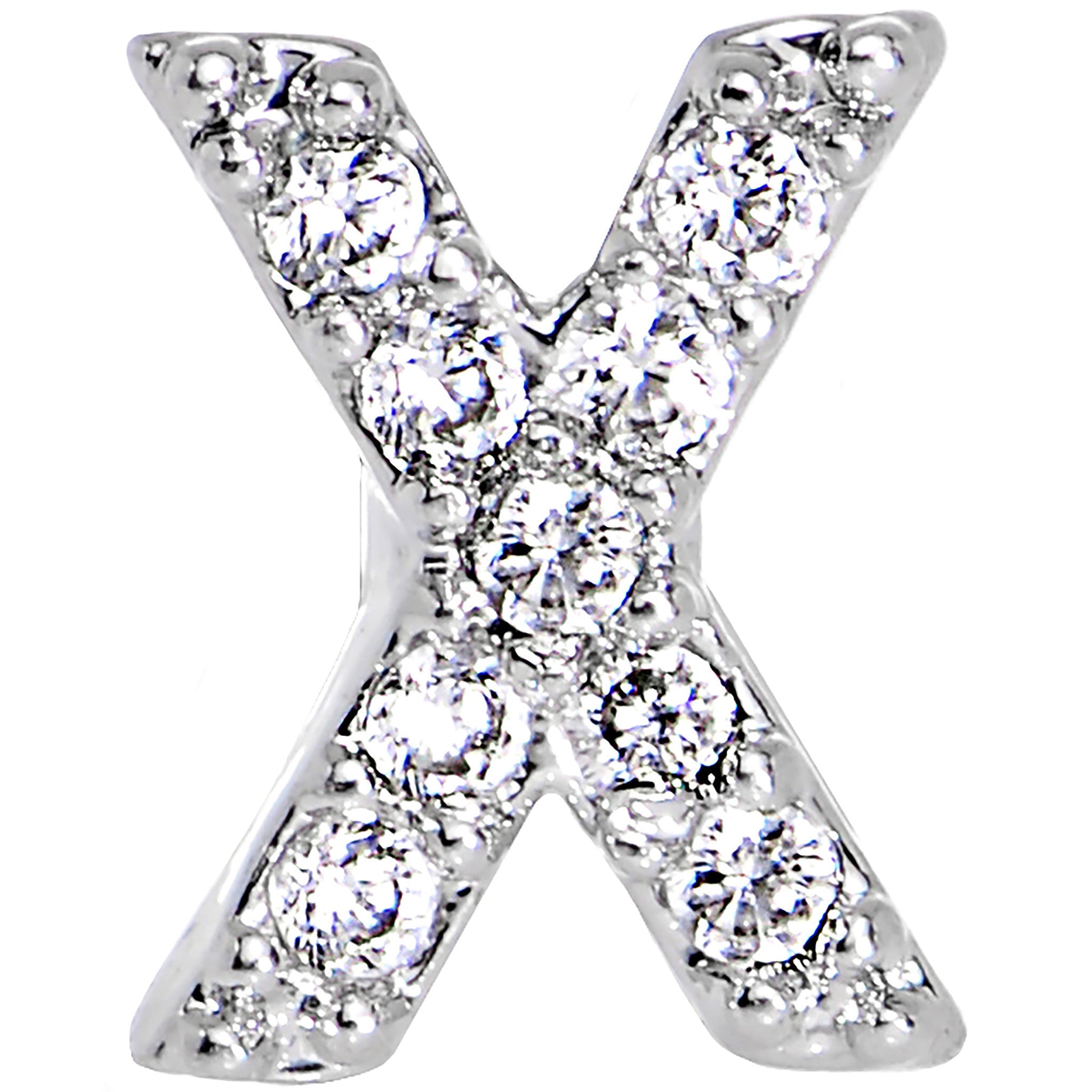 16G Clear CZ Gem Paved Initial X Tragus Cartilage Earring 1/4