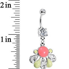 Clear Gem Spring Deco Dangle Belly Ring Created with Crystal