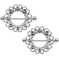 14G 1 1/16 Clear Gem Always Angelic Halo Heart Nipple Shield Set