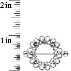 14G 1 1/16 Clear Gem Always Angelic Halo Heart Nipple Shield Set