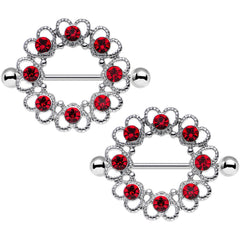 14G 1 1/16 Red Gem Daring Little Devil Halo Heart Nipple Shield Set