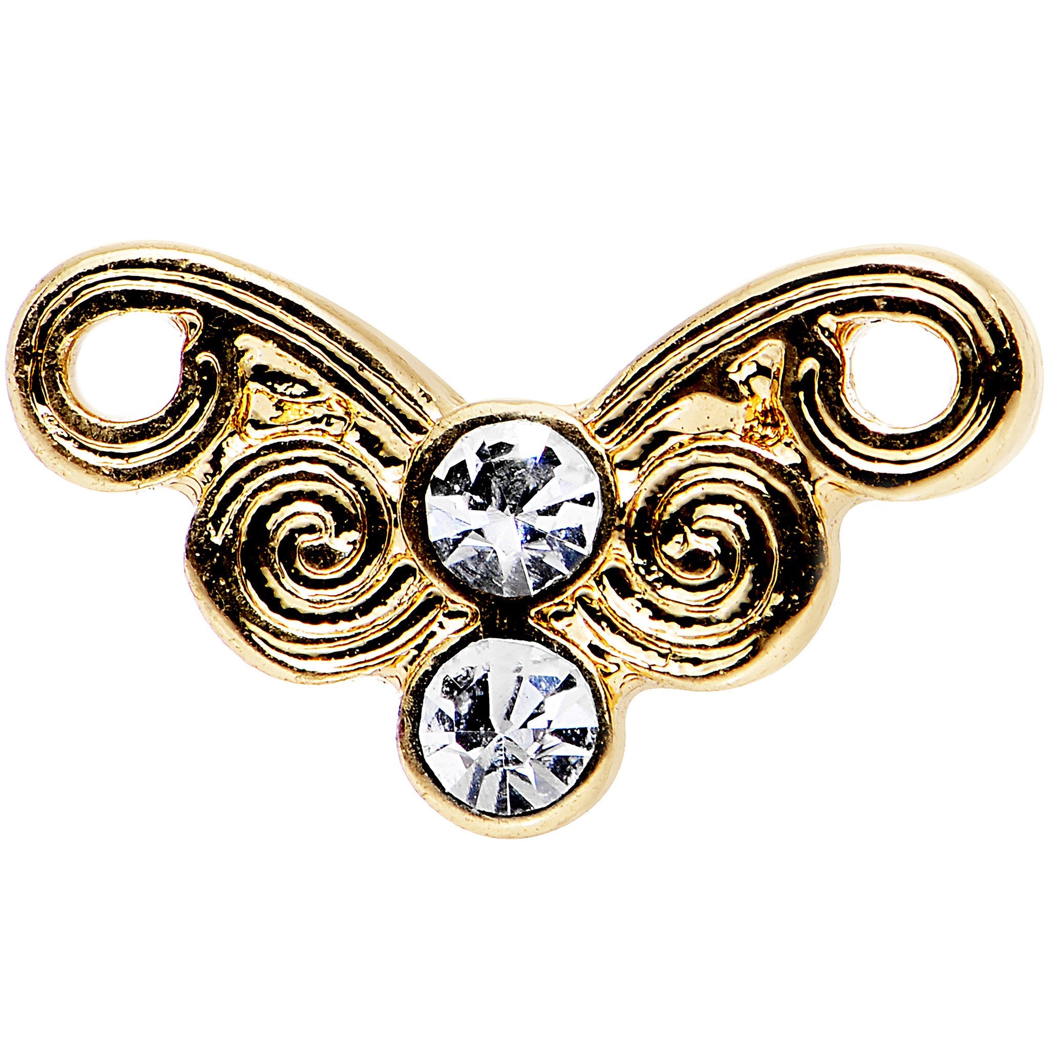 16G 1/4 Clear Gleaming Steel Swirly Butterfly Cartilage Earring
