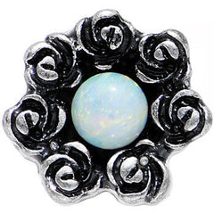 16G 1/4 White Synthetic Opal Rose Flower Tragus Cartilage Earring