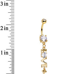 Clear Gem Gold Anodized Lots of Love Dangle Belly Ring