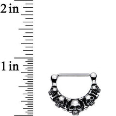 316L Stainless Steel Five Scary Skulls Nipple Clicker