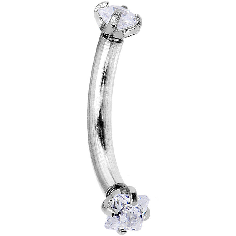 16G 5/16 Clear 2mm CZ Steel Internally Threaded Eyebrow Ring