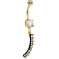 Clear Gem Gold Anodized Euclidian Strip Dangle Belly Ring