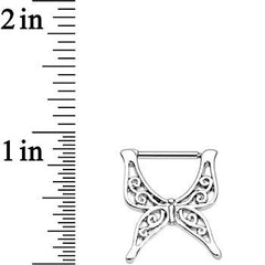 14G 1/2 Stainless Steel Swirly Wing Butterfly Nipple Clicker Set
