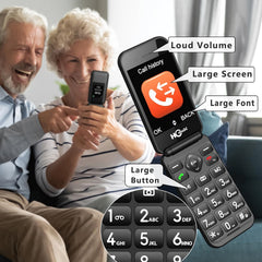 4G Flip Phone Unlocked for Seniors,Basic Flip Phone,Cell Phone for Seniors,2.8" +1.5 ''Screen,SOS Button,Speed Dial,Big Buttons,Bluetooth,Camera,FM Radio,1400mAh Battery.(Matte Black)