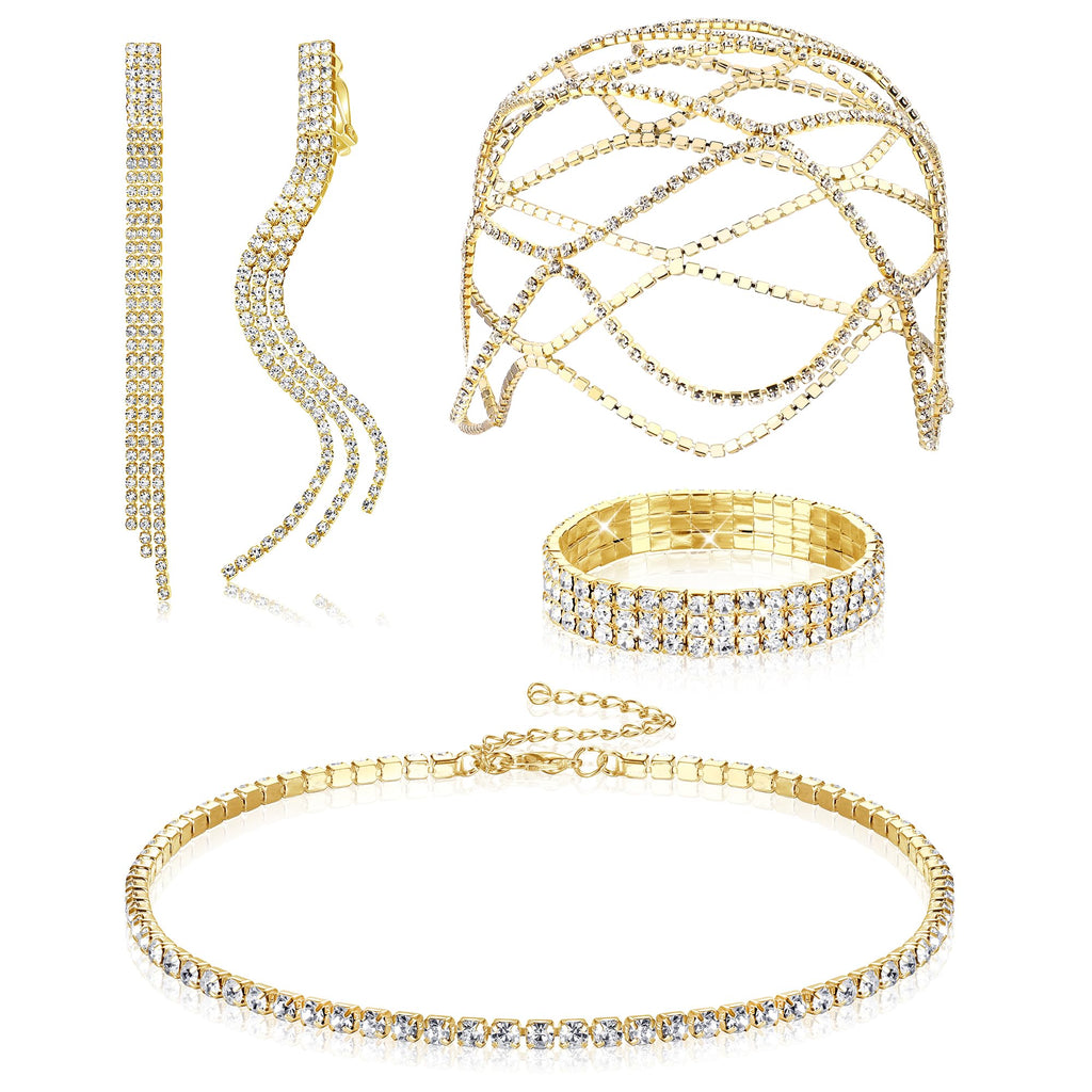 Drperfect Elegant Rhinestone Jewelry Ensemble for Women