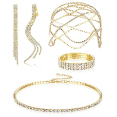 Drperfect Elegant Rhinestone Jewelry Ensemble for Women