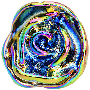 16G 1/4 Rainbow PVD Romantic Rose Flower Cartilage Earring
