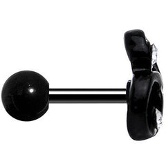 16G 1/4 Clear Gem Black Trinity Swirl Tragus Cartilage Earring