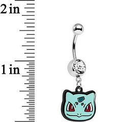 Officially Licensed Pokemon Clear Gem Bulbasaur Dangle Belly Ring
