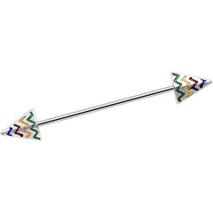 14G Rainbow Chevron End with an Arrow Industrial Barbell 38mm