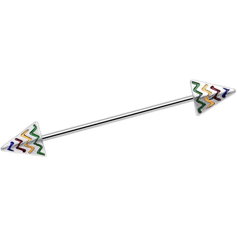 14G Rainbow Chevron End with an Arrow Industrial Barbell 38mm
