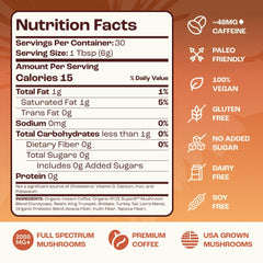 RYZE SUPERFOODS Mushroom Medium Roast Coffee USDA Organic with 6 Adaptogenic Mushrooms for Better Energy, Focus Digestion Immunity with Lions Mane & Turkey Tail 30 Pack of 1