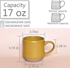 Bosmarlin Large Stoneware Speckled Coffee Mugs Set of 2, Big Tea Cup, 17 Oz, Dishwasher and Microwave Safe